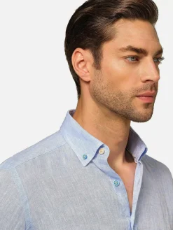 Wam Denim Redention Linen Blue Overhemd Lange Mouw| Overhemd Lange Mouwen