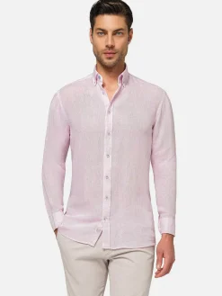 Wam Denim Redention Linen Pink Overhemd Lange Mouw| Overhemd Lange Mouwen