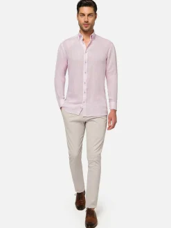Wam Denim Redention Linen Pink Overhemd Lange Mouw| Overhemd Lange Mouwen