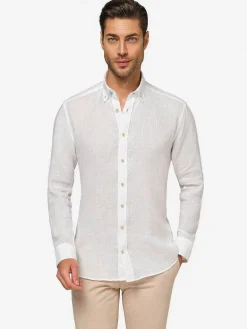 Wam Denim Redention Linen White Overhemd Lange Mouw| Overhemd Lange Mouwen