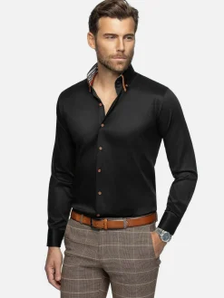 Wam Denim Romney Solid Black Overhemd Lange Mouw| Overhemd Lange Mouwen