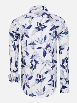 Wam Denim Santorini White Floral Print Overhemd Lange Mouw| Overhemd Lange Mouwen