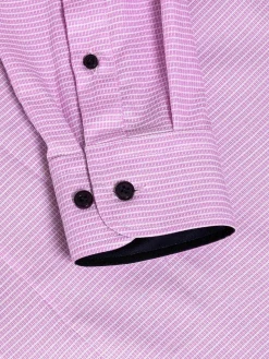 Wam Denim Sky Lake Pink Micro Patterned Overhemd Lange Mouw| Overhemd Lange Mouwen