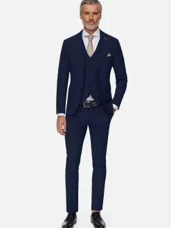 Wam Denim Slim Fit Navy Textured Colbert| Colberts