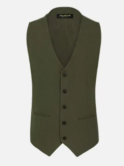 Wam Denim Slim Fit Textured Khaki Gilet| Gilets