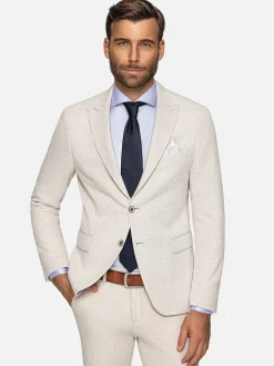 Wam Denim Sur Mer Slim Fit Single Breasted Beige Colbert| Colberts