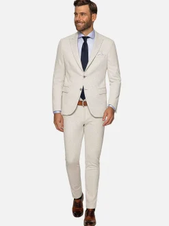 Wam Denim Sur Mer Slim Fit Single Breasted Beige Colbert| Colberts
