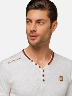 Wam Denim Textured Design Wahar V-Neck White T-Shirt| T-Shirts