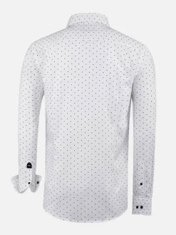 Wam Denim Verdantia Coffee Bean Pattern White Overhemd Lange Mouw| Overhemd Lange Mouwen
